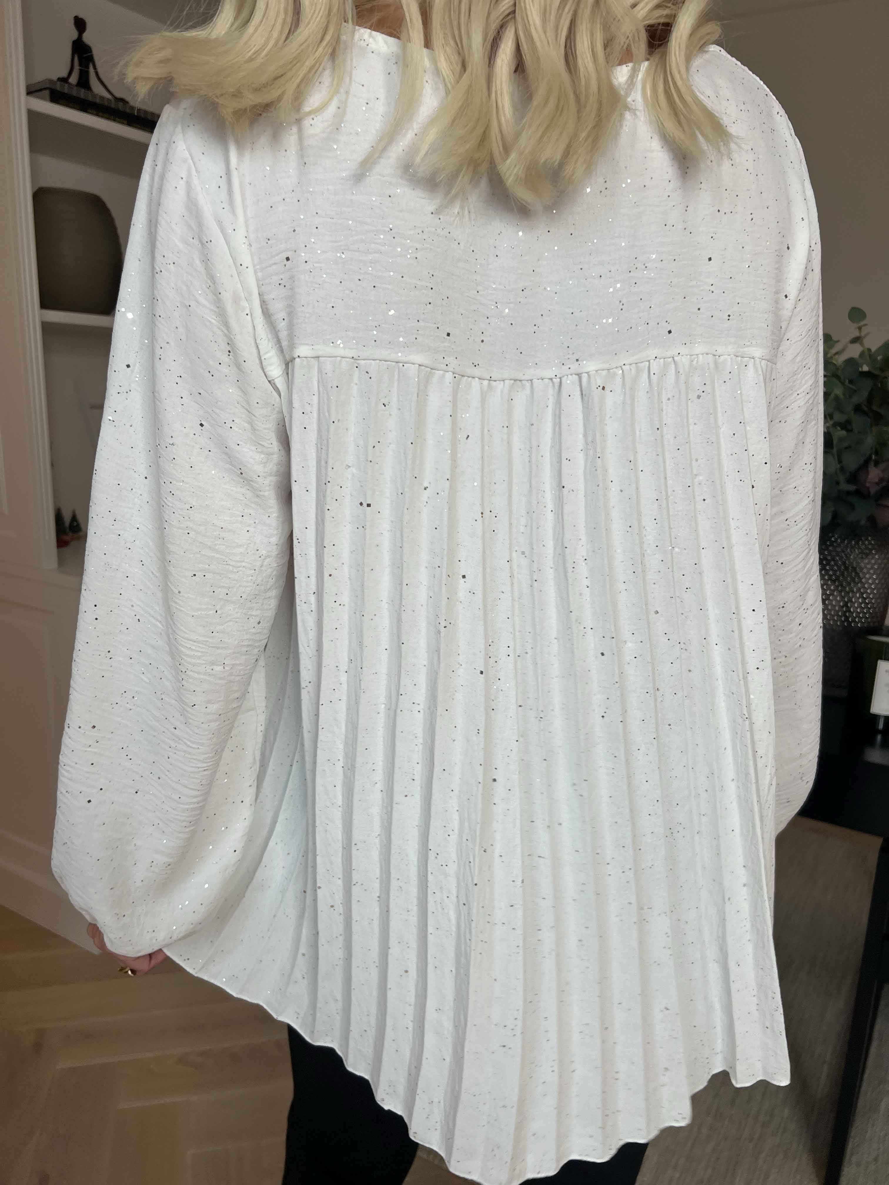 Nancy Glitter Shirt L/S - Plisseret bluse med glitter